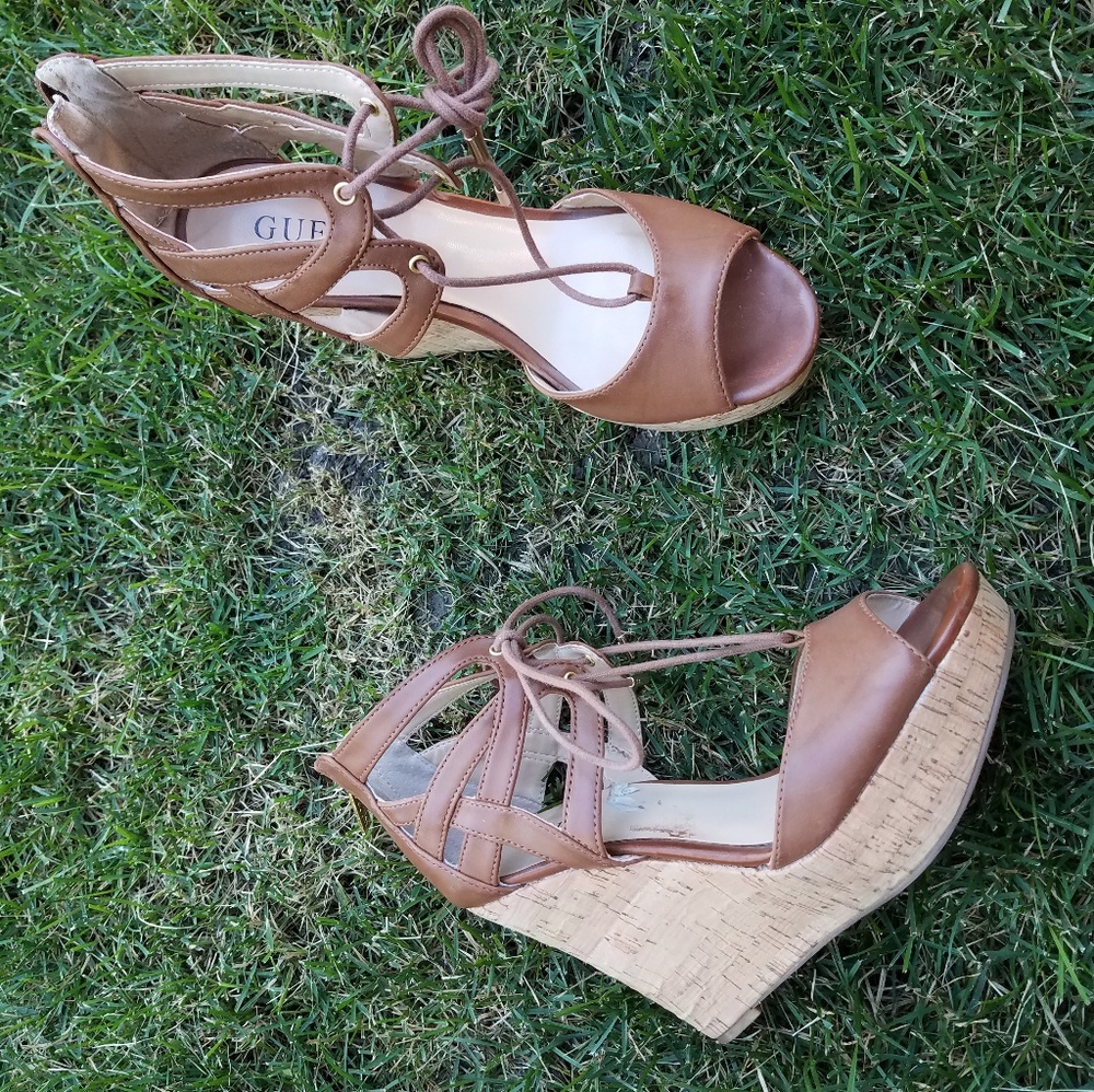 Guess Nude Cork Wedges